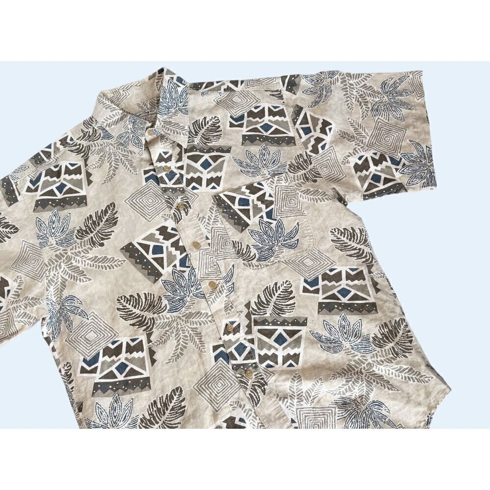 Vintage BUGLE BOY Co. 1990s Short Sleeve Geometric Tropical Shirt Sz L